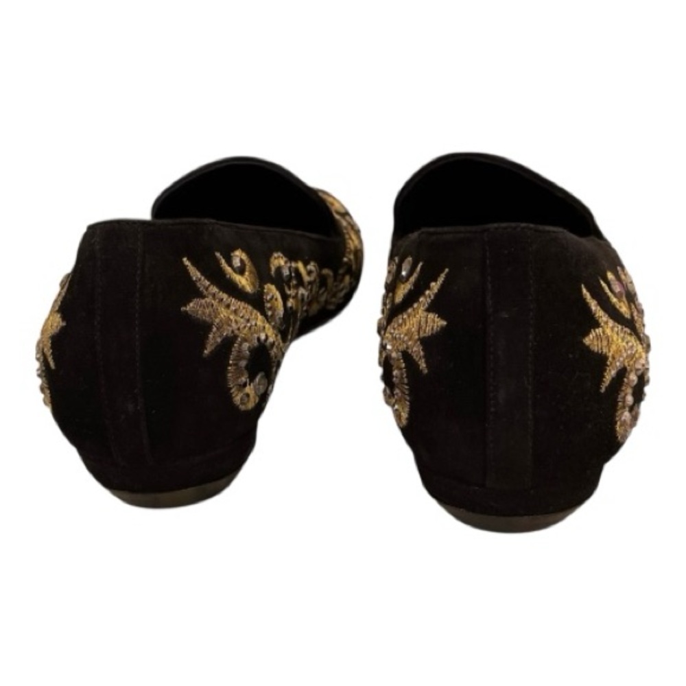 BALDAN black, gold embellished suede flat in 38EU..Never worn - Picture 5 of 7